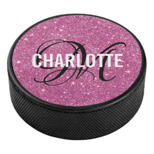 Élégant monogramme de parties scintillant rose nom