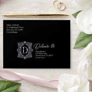 Élégant monogramme diamant Lettre D Enveloppe