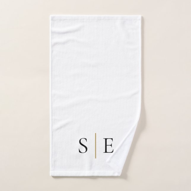 Élégant Monogramme d'or noir minimaliste (Serviette à main)