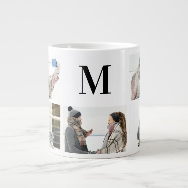 Elégant Monogramme et 5 Photo Mug Personnalisé  (Devant)