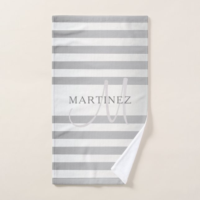 Élégant Monogramme Faux Gris Argent Gris Gris (Serviette à main)