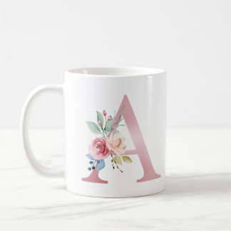 Élégant Monogramme Floral A Mug