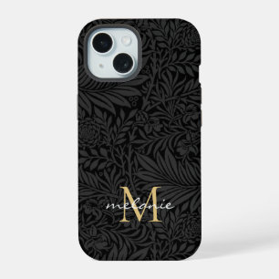 Élégant Monogramme Floral Noir