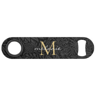 Élégant Monogramme Floral Or Noir
