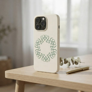 Elégant Monogramme Floral Vert Sauge Famille