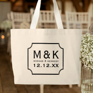 Élégant Monogramme Grand Sac fourre-tout Mariage