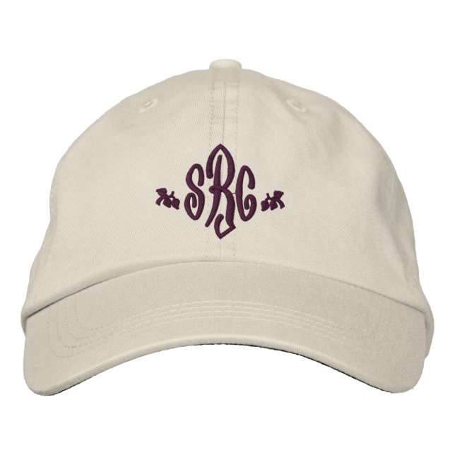 Élégant Monogramme Initiales Casquette brodé (Devant)