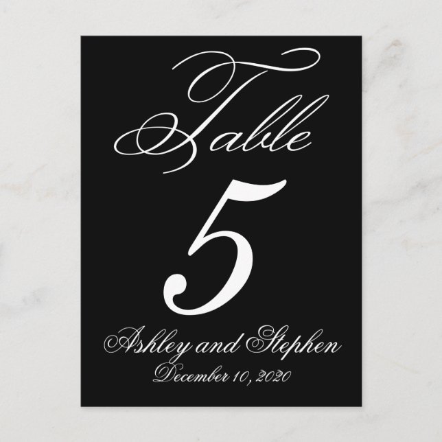 Élégant Monogramme Mariage Cartes Numéro de table (Devant)