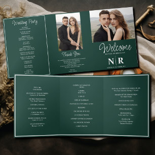 Élégant Monogramme Mariage Tri-Fold Wedding Progra