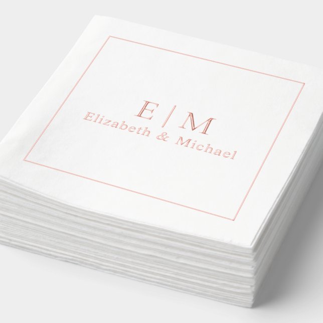 Élégant Monogramme Minimal Mariage Rose Or (Détail)