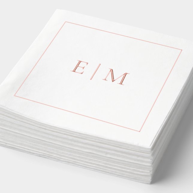 Élégant Monogramme Minimal Mariage Rose Or (Détail)