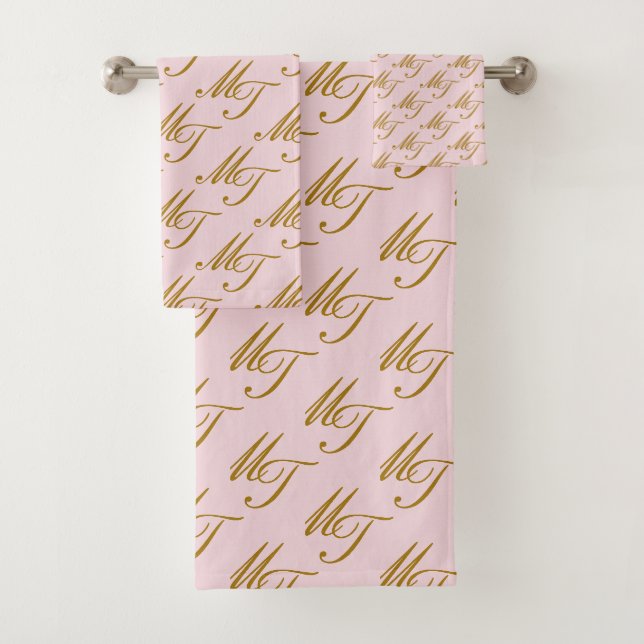 Élégant Monogramme moderne Motif Blush Pink Gold (En situation)
