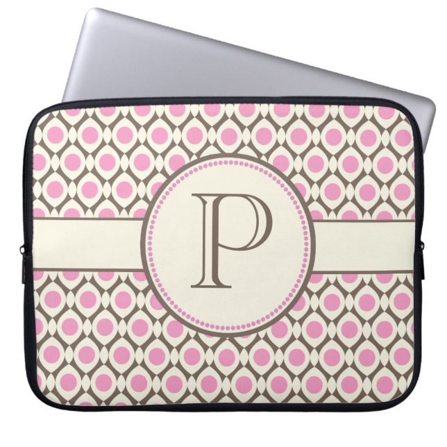 Élégant Monogramme moderne Motif sac ordinateur po (Devant)