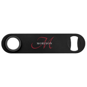 Élégant Monogramme moderne noir rouge