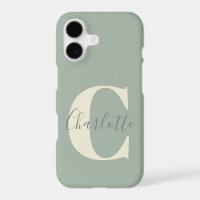 Élégant Monogramme moderne Nom dans Sage Green