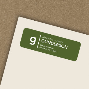 Élégant Monogramme Moderne Olive Green Adresse de