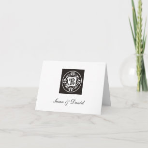 Élégant Monogramme noir et blanc B Mariage