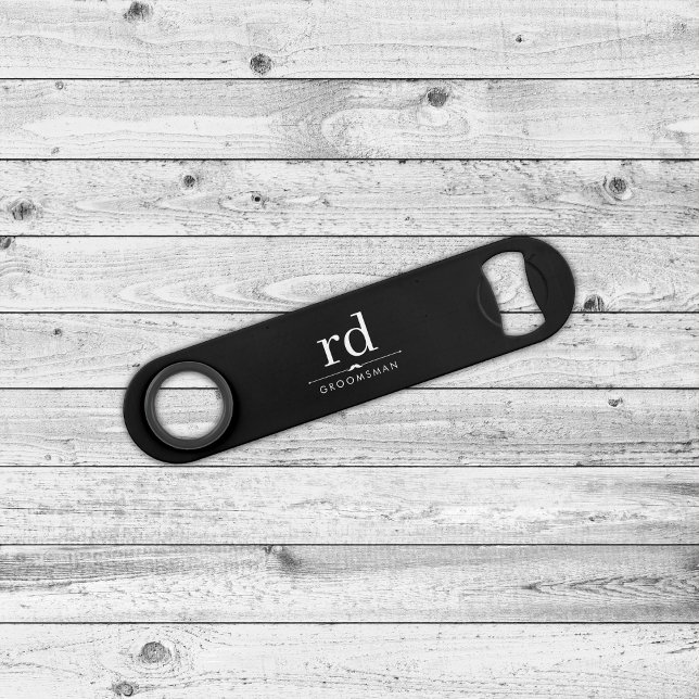 Élégant Monogramme noir et blanc Groomsmen Cadeau (Créateur téléchargé)