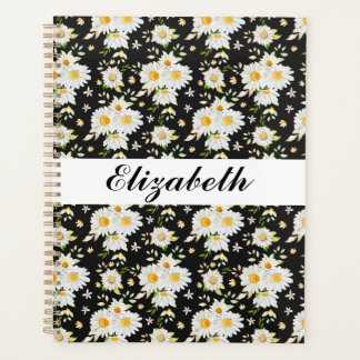 Élégant Monogramme noir et blanc Motif de margueri