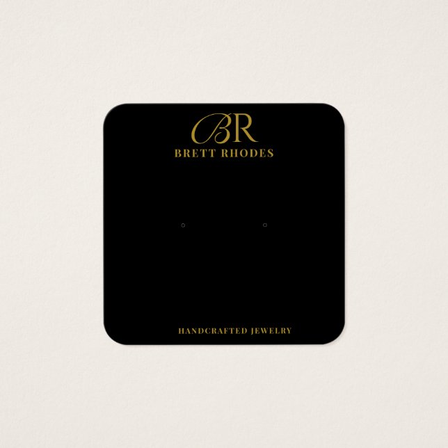 Élégant Monogramme Or Black Earring Carte d'affich (Devant)