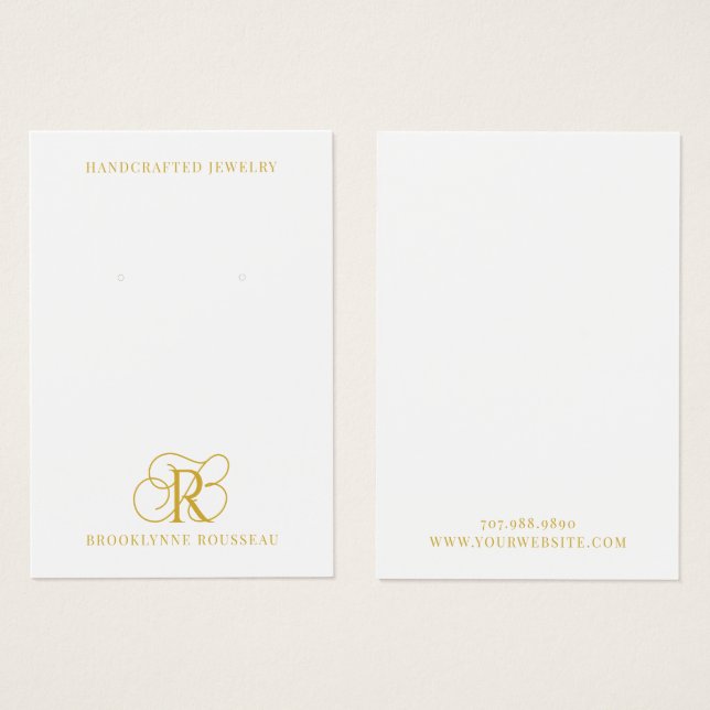 Élégant Monogramme Or Elevage Carte d'affichage (Devant & derrière)