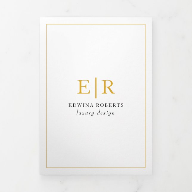Élégant Monogramme Or Tripli Brochure (Page de couverture)