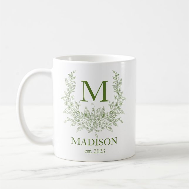 Élégant Monogramme Personnalisé Café Mug (Gauche)
