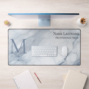 Élégant Monogramme personnalisé Marbre bleu clair