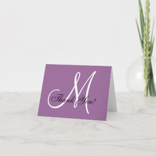 Élégant Monogramme Purple Mauve Carte de remerciem