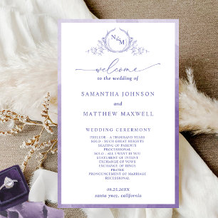 Élégant Monogramme Purple Wedple Programme