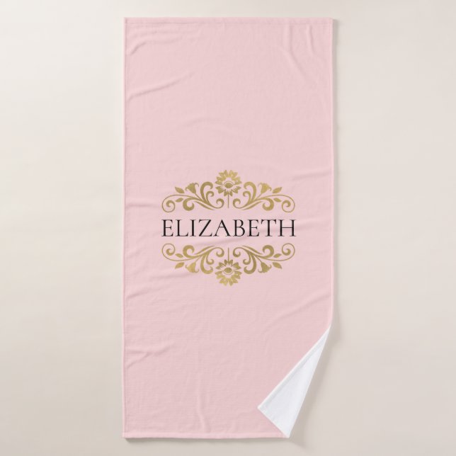 Élégant Monogramme rose rose rose serviette de bai (Serviette de bain)