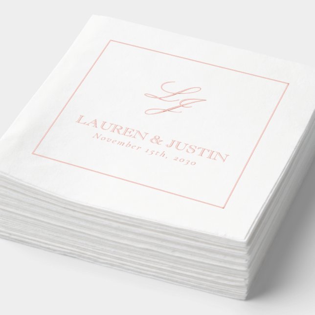 Élégant Monogramme Simple Mariage de script Rose o (Détail)