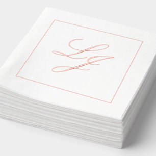 Élégant Monogramme Simple Mariage de script Rose o