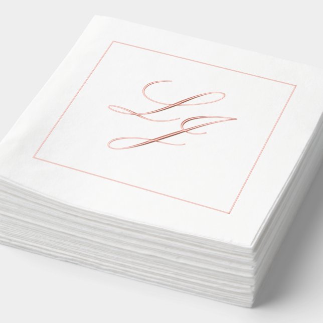 Élégant Monogramme Simple Mariage de script Rose o (Détail)