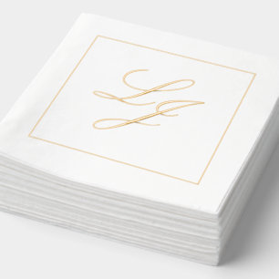 Élégant Monogramme Simple Script Mariage Or