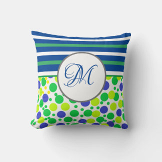 Élégant Monogramme Vert Oreiller de Noël