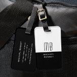 Elegant Monogrammed Black And White Luggage Tag<br><div class="desc">Personalized Elegant Monogrammed Black And White Luggage Tag.</div>