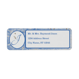 Élégant Monogrammed Blue and Grey Adresse de retou