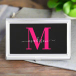 Elegant Monogrammed Bold Pink & Black Professional Business Card Holder<br><div class="desc">Elevate your professional image with our Modern Stylish Black & Bold Pink Monogram Initials Name Business Card Case. With a sleek black exterior adorned by bold pink monogram initials, this case merges modern style with personalized sophistication. Make a lasting impression and keep your business cards organized in this chic and...</div>