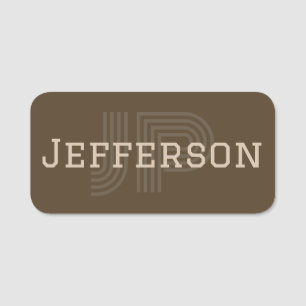 Elegant Monogrammed Carafe Dark Brown: Fashionable Name Tag
