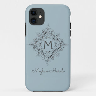Elegant Monogrammed classic blue Case-Mate iPhone 11 Case