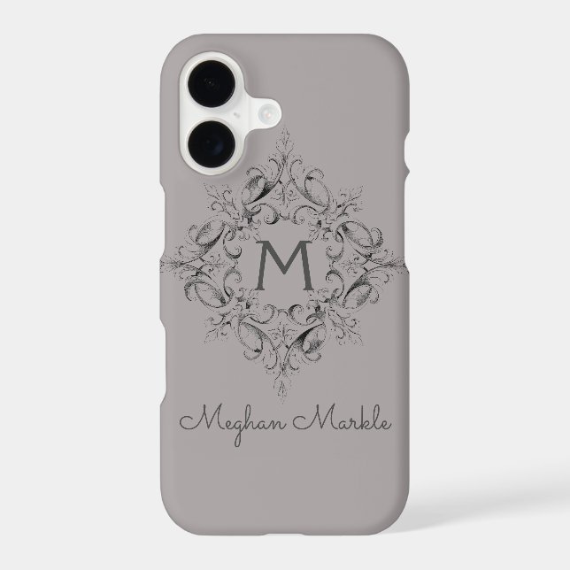 Elegant Monogrammed classic gray (Back)