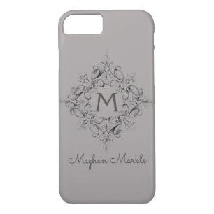 Elegant Monogrammed classic gray Case-Mate iPhone Case