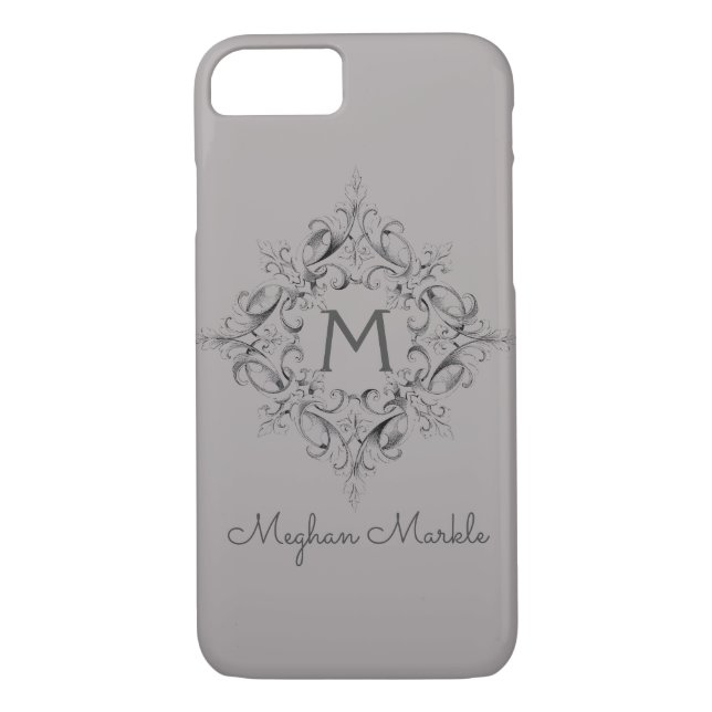 Elegant Monogrammed classic gray Case-Mate iPhone Case (Back)