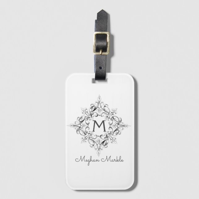 Elegant Monogrammed classic pastel Luggage Tag (Front Vertical)