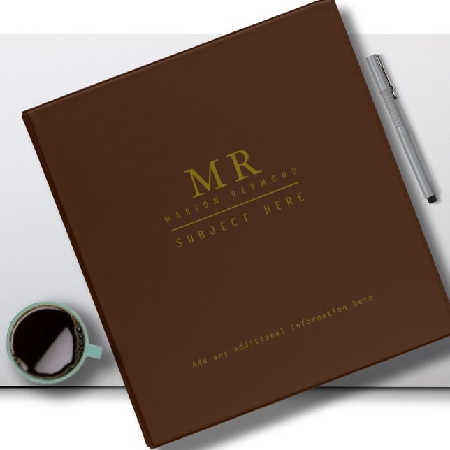 Elegant Monogrammed Deep Dark Brown Binder (Creator Uploaded)