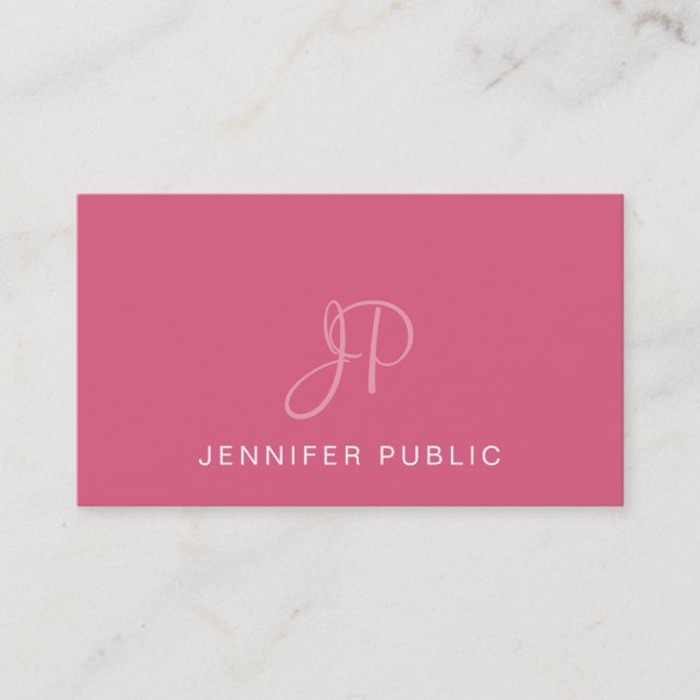 Elegant Monogrammed Design Trendy Blush Pink Plain Business Card (Front)