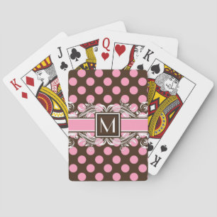 Elegant Monogrammed Geometric Dot Pattern Playing Cards