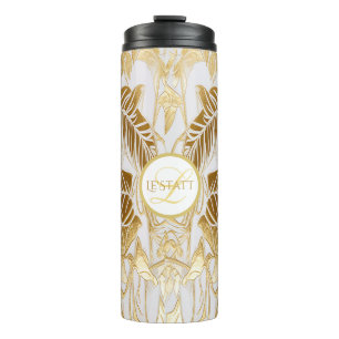 Elegant Monogrammed Gilded Aura Thermal Tumbler