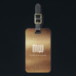 Elegant Monogrammed Gold Brushed Metallic Luggage Tag<br><div class="desc">Personalize with your own details for a one-of-a-kind monogram design</div>